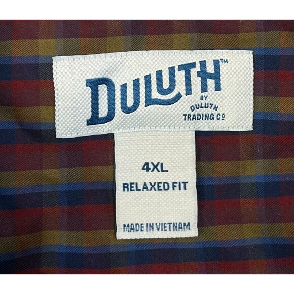 Duluth Trading Company Shirt Wrinkle Fighter Men's 4XL Button Down Red Plaid - Picture 4 of 8